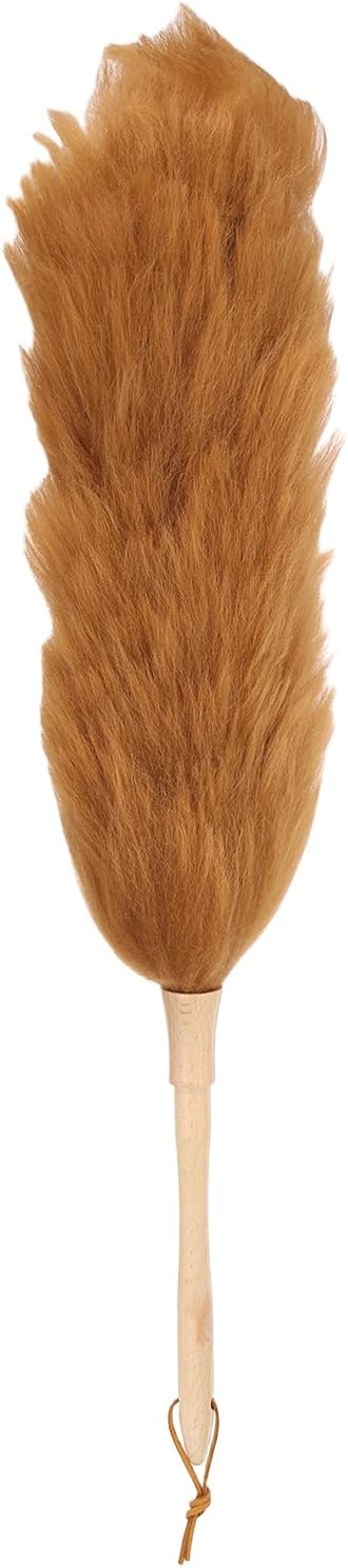 uxcell Wool Duster, 14.2" Natural Feather Cleaner Household Cleaning Duster with Solid Wooden Handle for Cleaning Fans Window Blinds Shelves Furniture, Pink