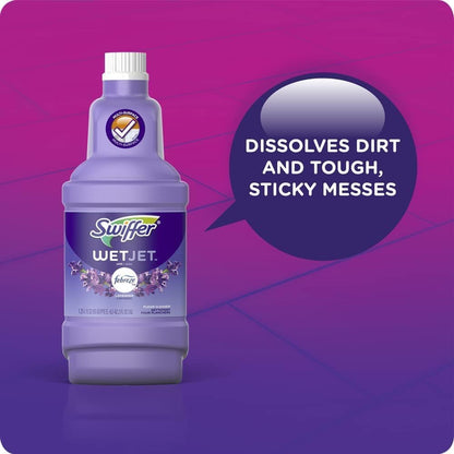 Swiffer WetJet Multi-Purpose and Hardwood Liquid Floor Cleaner Solution Refill, with Gain Scent, 42.2 fl oz each, (Pack of 2)