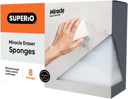 Superior Miracle Eraser Sponge Cleaning Sponge for Floor, Wall, Melamine Sponge Furniture Removes Scuffmarks, Dirt, and Tough Stains, Pack of 8, by Superio (32)