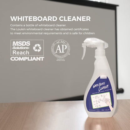 loukin Non-Toxic Whiteboard Cleaner, 8.5 fl oz Dry Erase Board Cleaner, Whiteboard Cleaning Spray with Cloth, Removes Stubborn Marks from Whiteboards