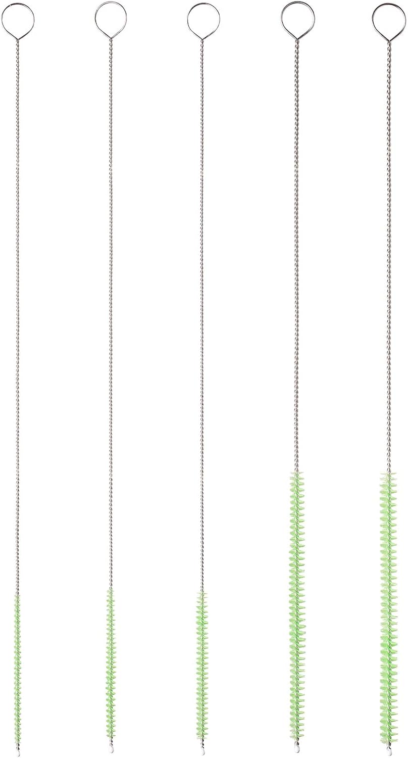 10" Tube Cleaning Brush Set, 5 Pack Large, Extra Long Nylon Straw Brushes with Flexible Handles for Bottles, Cleaning Straws, Pipe Cleaners, Keyboard, Glass, Guns, Detailing and Deep Cleaning, Black