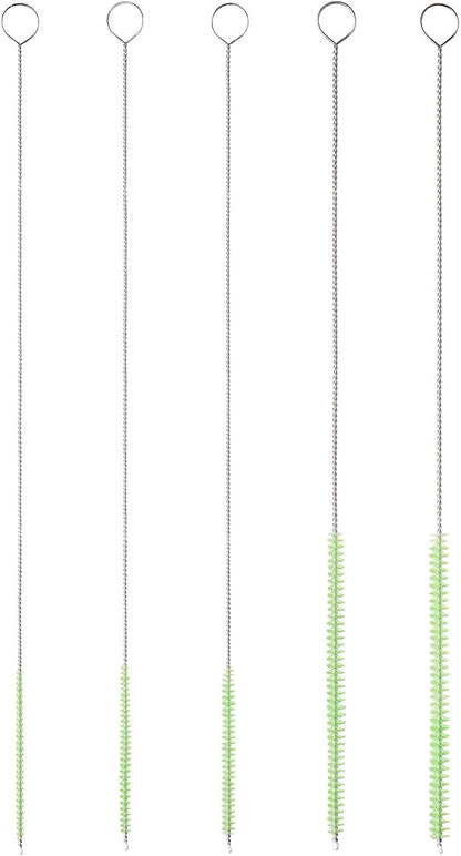 10" Tube Cleaning Brush Set, 5 Pack Large, Extra Long Nylon Straw Brushes with Flexible Handles for Bottles, Cleaning Straws, Pipe Cleaners, Keyboard, Glass, Guns, Detailing and Deep Cleaning, Black