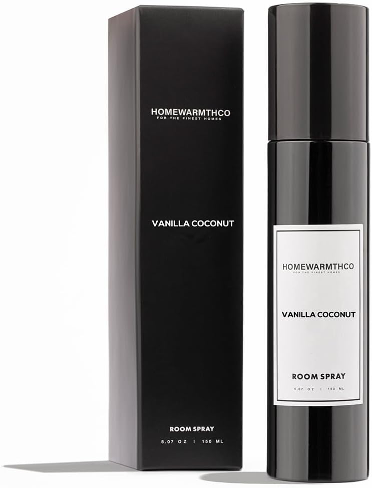 Vanilla Coconut Room Spray – 5.07 oz Scented Air Freshener Spray for Home, Office, Kitchen & Bathroom Odor Eliminator – Long-Lasting Linen Spray for Bedding, Pillows & Fabrics – Essential Oil Spray