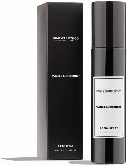 Vanilla Coconut Room Spray – 5.07 oz Scented Air Freshener Spray for Home, Office, Kitchen & Bathroom Odor Eliminator – Long-Lasting Linen Spray for Bedding, Pillows & Fabrics – Essential Oil Spray