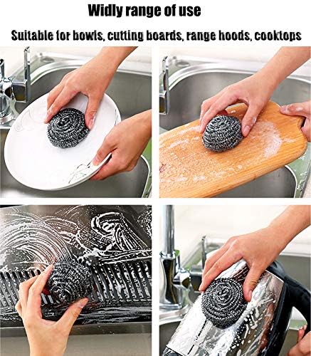 18 PCS Stainless Steel Sponges Scrubbers Cleaning Ball Utensil Scrubber Metal Scrubber Scouring Pads Ball for Pot Pan Dish Wash Cleaning for Removing Rust Dirty Cookware Cleaner with Handle (18 Pack)