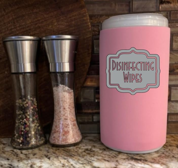 Disinfecting Wipes Cover with Silver Label Modern (Large, Black)