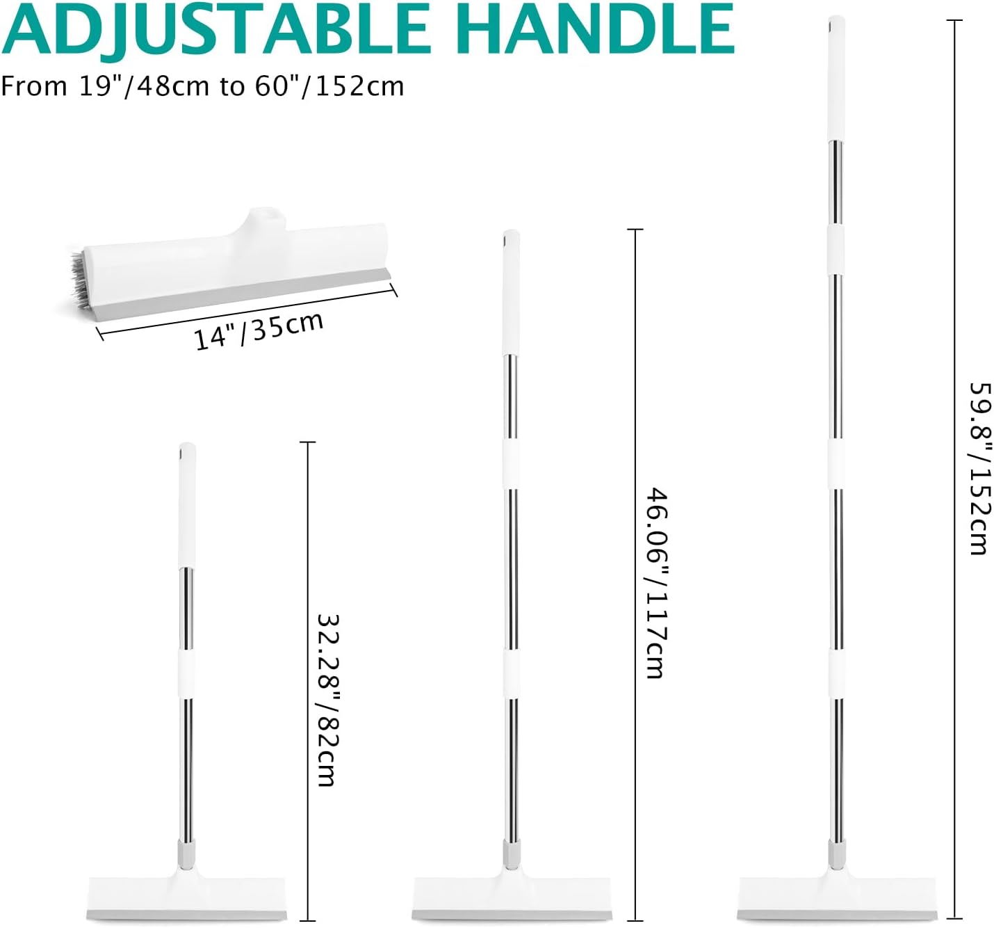 Floor Scrub Brush and V-Shape Grout Brush with Long Handle 3 in 1 Replaceable Head Scrape Brush Stiff Bristle with Swivel Head for Cleaning Tiles Hardwood Floors Patios Blue