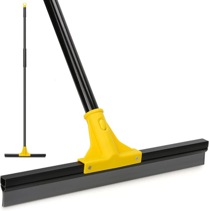 Squeegee Broom for Floor, 18'' Heavy Duty Rubber Wiper with 60'' Long Handle for Bathroom Tile, Garage Concrete, Deck, Shower Glass, Window Cleaning