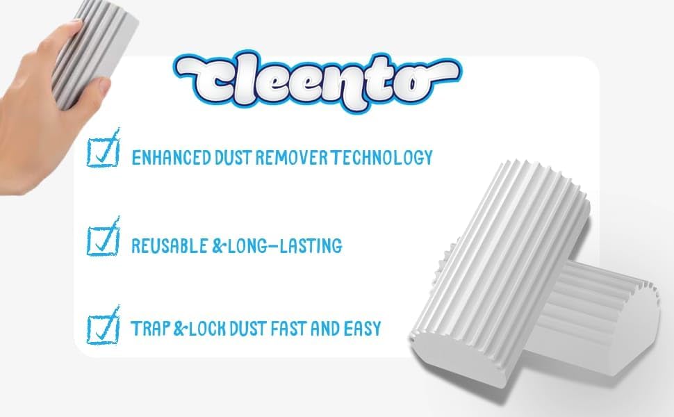 Damp Duster Cleaning Sponge, Multi-Surface Dust Cleaner Magic Eraser for Blinds, Hair, Glass, Mirrors, Car, Baseboards & Window Grooves - All Purpose, Reuseable Household Supplies (2 Pack)