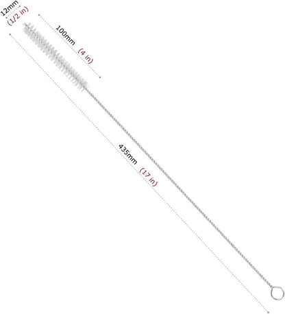 GFDesign Drinking Straw Cleaning Brushes Set 17" Extra Long 1/2" Extra Wide Pipe Tube Cleaner Nylon Bristles Stainless Steel Handle - 17" x 1/2" (12 mm) - Set of 4