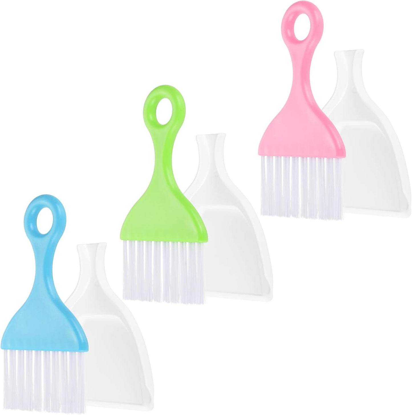 3 Pcs Mini Dustpan and Brush Set, Small Hand Broom and Dust Pan Set, Portable Cleaning Tool for Desktop, Keyboard, Sofa, Car, Kitchen, 3 Colors
