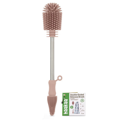 Haakaa Silicone Cleaning Brush - Baby Bottle Brush Cleaner for Breast Pump,Nipple,Breast Milk Storage Bag - Food Grade Silicone - 1 Count - Grey