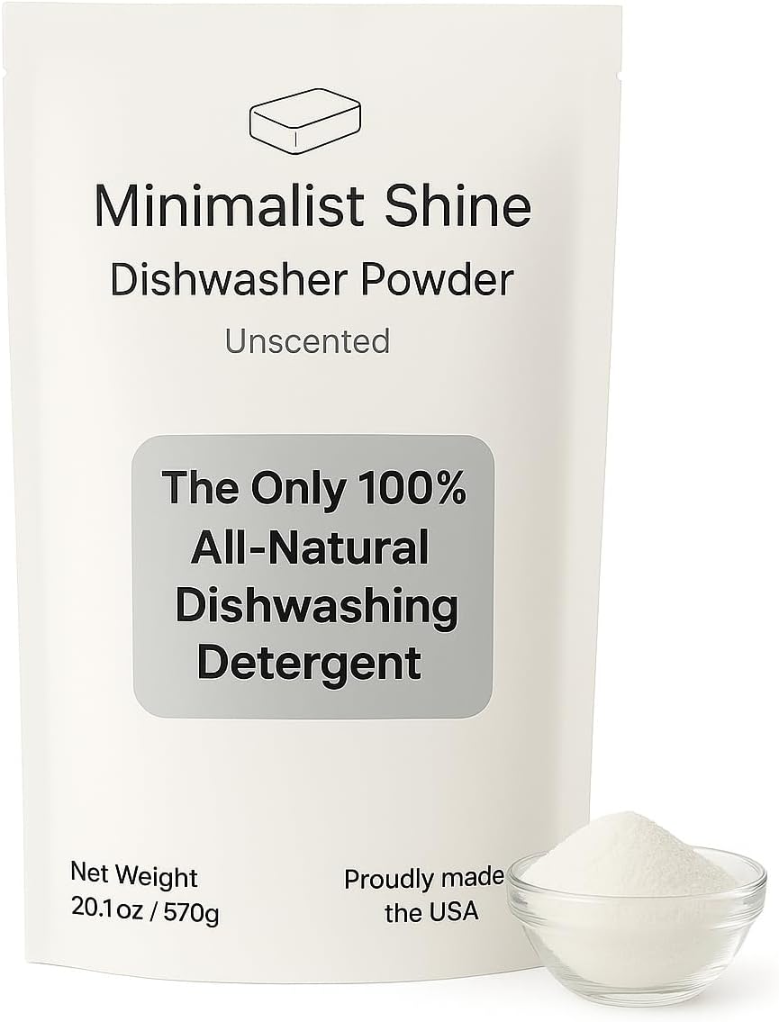 Dishwasher Detergent, 60 Loads, 100% Plastic-Free Dishwashing Soap, Eco-Friendly, All Natural Sustainable Dishwasher Powder, Cuts Grease and Grime, Non-Toxic and Unscented