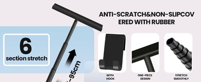 Extendable Shower Squeegee for Glass Doors, Shower Cubicle Squeegee Shower Wiper Window Cleaner Squeegee Shower Silicone, Squeegee Shower with 23.5-97 cm Telescopic Rod