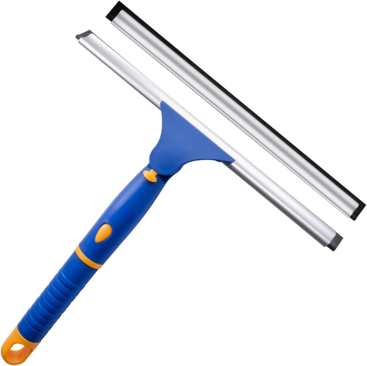 Swivel Shower Squeegee for Glass Doors, All-Purpose Anti-Slip Window Squeegee with 2 Blades, Window Cleaner Tool Bathroom Squeegee for Shower Doors, Tile Shower Walls，Mirrors,Car Windshields