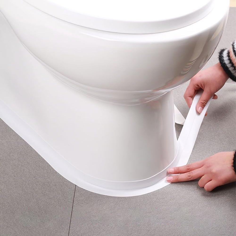 Clear Caulk Tape Waterproof Self Adhesive, Peel & Stick Bathroom Chalk Tape Toilet Bowl Bath Tub Kitchen Strip Floor Wall Tile Window Stove Sink Caulking, Cleaner Than Silicone, Caulk, Grout, Glue