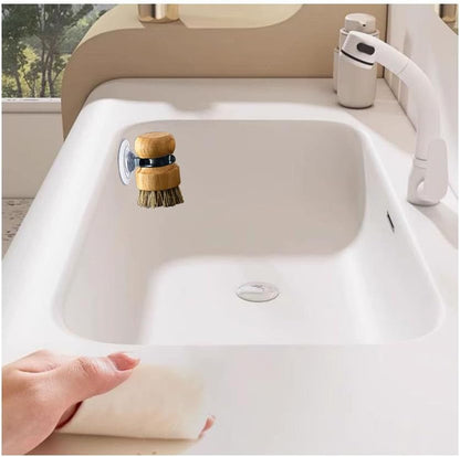 Soap Dispensing Palm Brush Holder for Kitchen Brush Dish Brush with Soap Dispenser Pot with a Traceless Suction Cup (Closed Brush Holder)