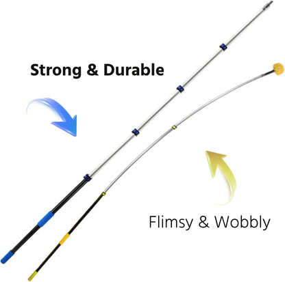 23FT High Reach Cobweb Duster with Extension Pole, Spider Web Brush with Lightweight 4-16.5 ft Telescoping Pole, Soft Bristles Webster Cobweb Duster for Outdoor Indoor Cleaning