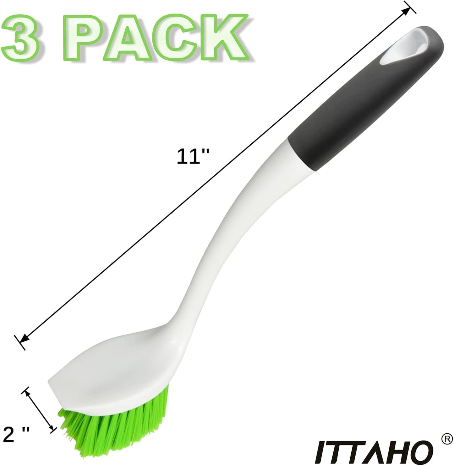 3 Pack Dish Brush,Dish Scrub Brush, Kitchen Scrub Brush for Cleaning Dishes, Double Sided Bristles Scrubber Cleaner for Dishes,Sink,Pots,Pans,Bathroom Shower,Tile,Tubs