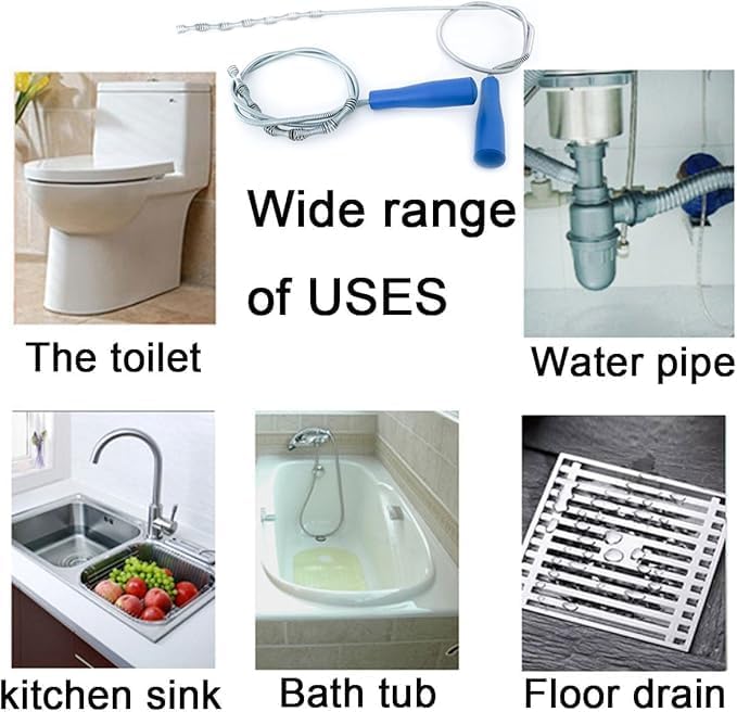 9-Piece Drain Clog Remover Kit - 35.5" Metal Clog Remover, 6x25" Drain Snake Hair Removal Tools, 2x18" Flexible Cleaning Brushes for Bathroom, Kitchen Sink, Shower, Toilet & Tub Drain Cleaning