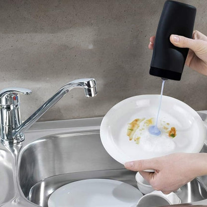 RefillableDish Washing Liquid Dispenser,Black Dish soap Dispenser,Silicone Squeeze Bottle for Dish soap in Kitchen and Bathroom,Dishwashing Liquid Container (Black)