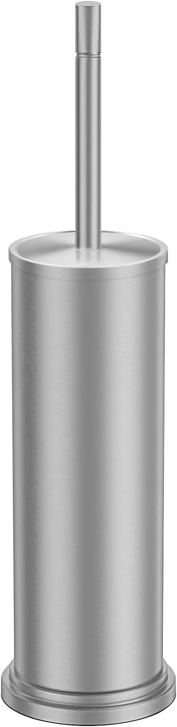 Chrome Toilet Brush and Holder Set,304 Stainless Steel Toilet Brush for Bathroom with Long Handle, Heavy Duty Toilet Bowl Brush,Removable Inner Bowl and Splash Protection,Deep Cleaning