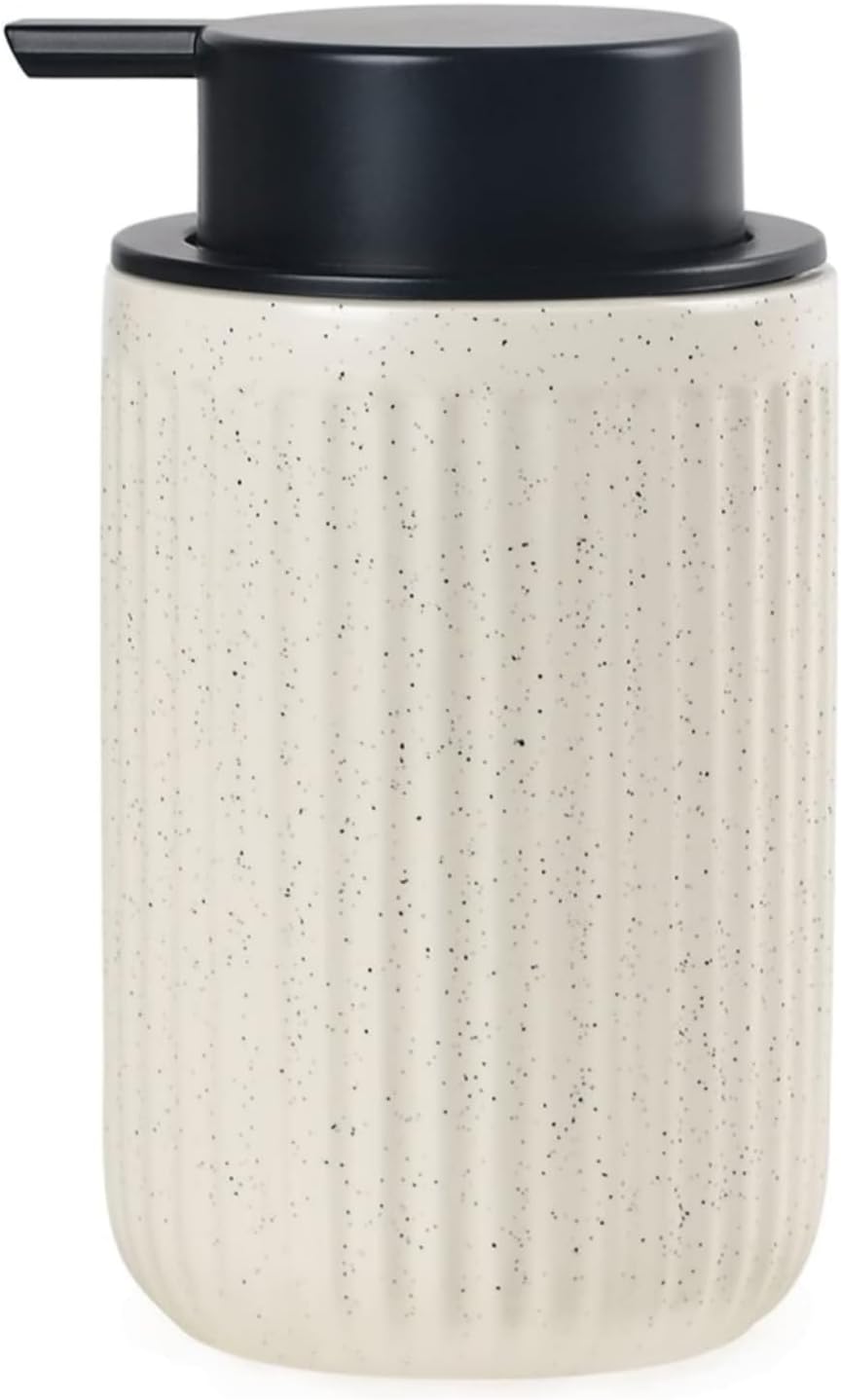 BosilunLife Dish Hand Soap Dispenser - Liquid Pump Soap Dispenser for Bathroom Decro 12oz Ceramic Kitchen Dish Dispenser with Rust-Proof Liquid Pump Modern Refillable Lotion Bottles