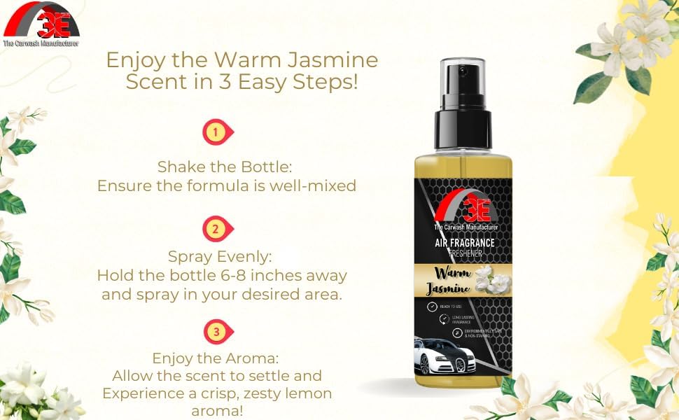 3E Car Air Freshener Premium Baby Powder Scent 16 fl oz – Professional Automotive Air Freshener & Odor Eliminator, Long-Lasting Interior Fragrance for Cars, Trucks, SUVs, RV, Home & Office