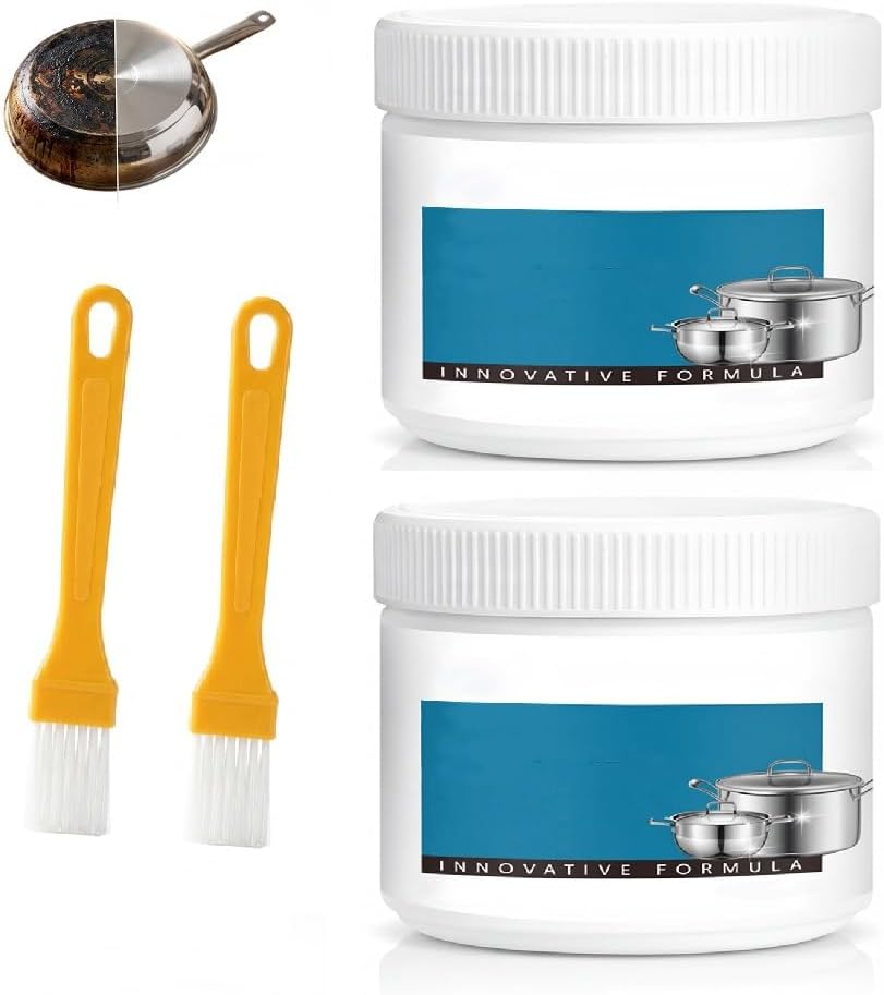 Powerful Burnt Residue Remover Paste for Cookware,260g Pot Bottom Black Stain Cleaner,Stainless Steel Cleaner & Polish, All Purpose Pot Cleaner For Bottom of Pans, Heavy Duty Oil Stain Remover (1PC)
