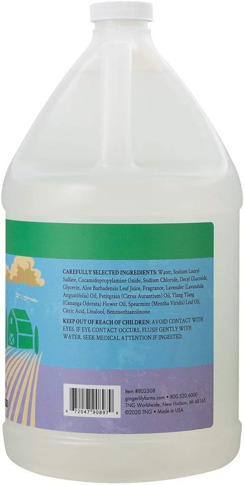 Ginger Lily Farms Botanicals Plant-Based Liquid Dish Soap, Concentrated Formula with Max Grease Cleaning Power, Cruelty-Free, Fragrance-Free, 1 Gallon Refill (128 Fl. Oz.), Clear