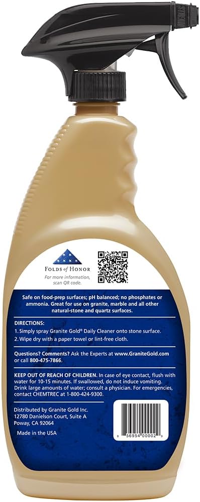 Granite Gold Daily Cleaner for Granite, Marble & Other Natural Stone & Quartz Surfaces, 32 Ounces
