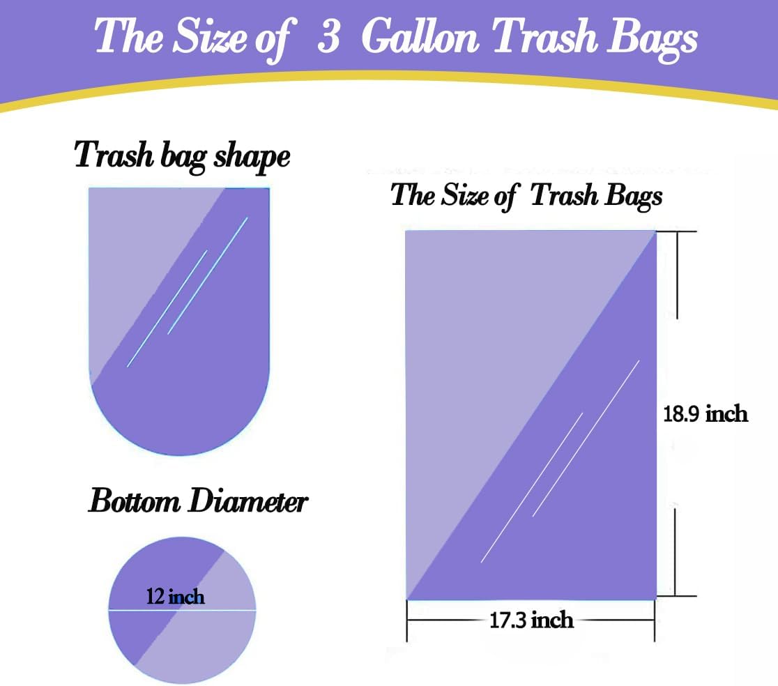 Hommaly 2 Gallon (1.8-2 Gal)120 pcs Small Clear Trash Bags, Strong 1.8 Gallon Garbage Bags, Bathroom Trash Can Bin Liners Unscented, Mini Plastic Bags for Office, Waste Basket Liner,Fit 6,7,8 Liters