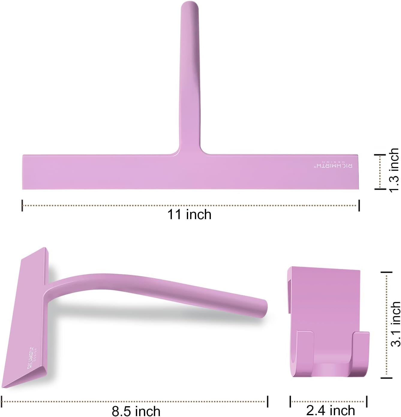 Shower Squeegee for Glass Doors, RICHMIRTH 11" Inch Width Silicone Rubber Blade Squeegee Window Cleaner Tool Squeegee for Shower Glass Doors Bathroom