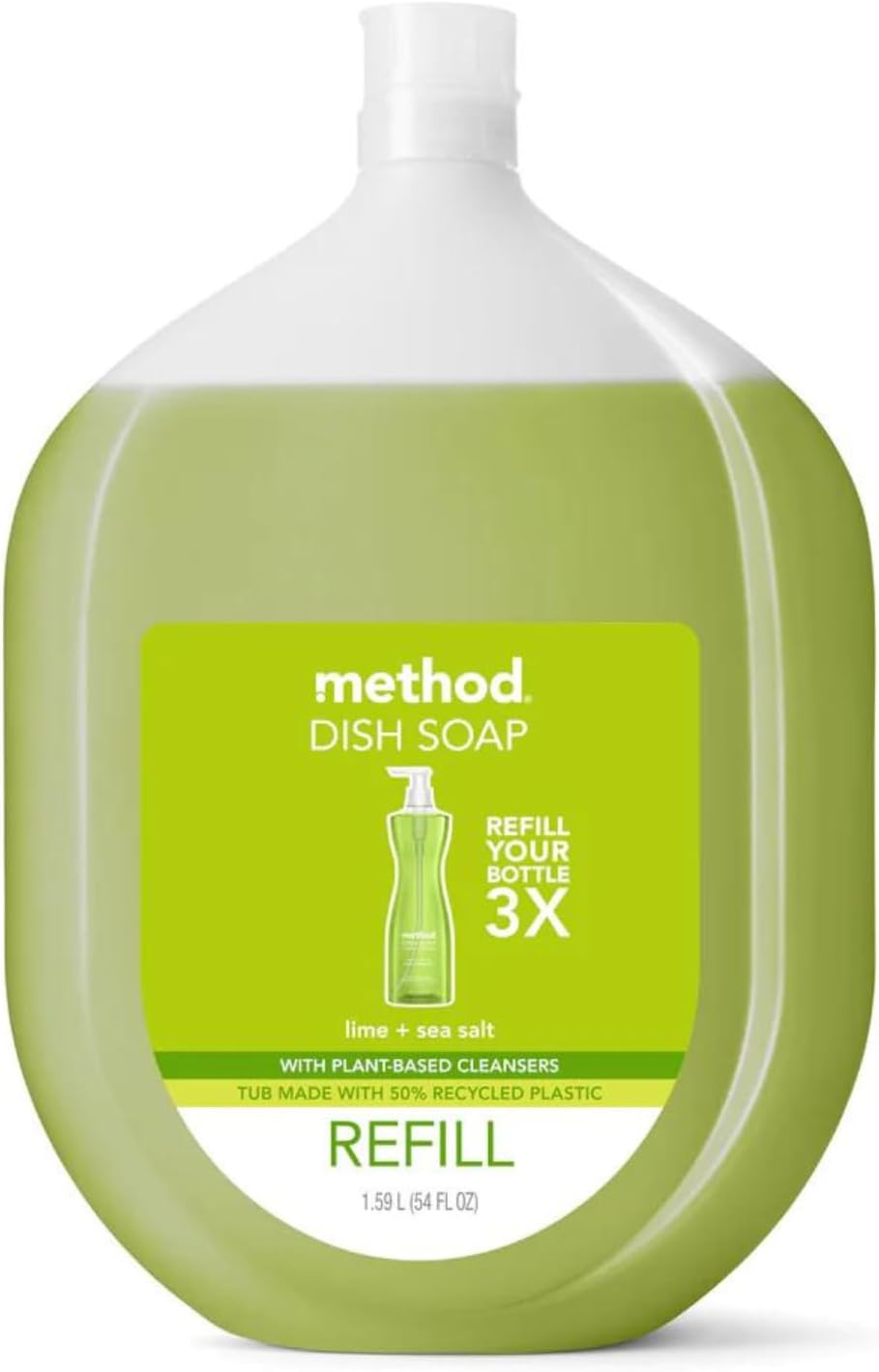 Method Gel Dish Soap, Lime + Sea Salt, Tough on Grease, 18 Fl Oz (Pack of 6)