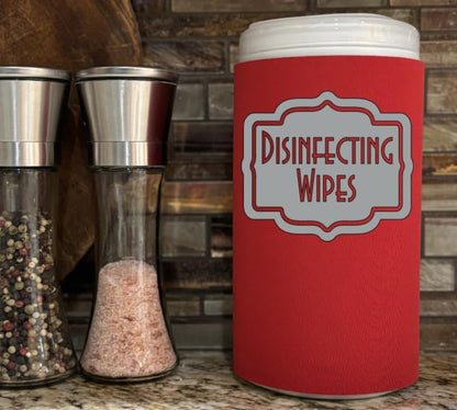 Disinfecting Wipes Cover with Silver Label Modern (Large, Black)