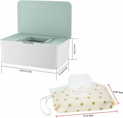 Wipe Dispenser White,Reusable Flushable Wipe Holder Set with 2Pcs Refillable Portable Wipe Bag for Baby Adult Bathroom,Wipe Container with Lids Keeps Wipes Fresh,Baby Shower New Mom Gifts
