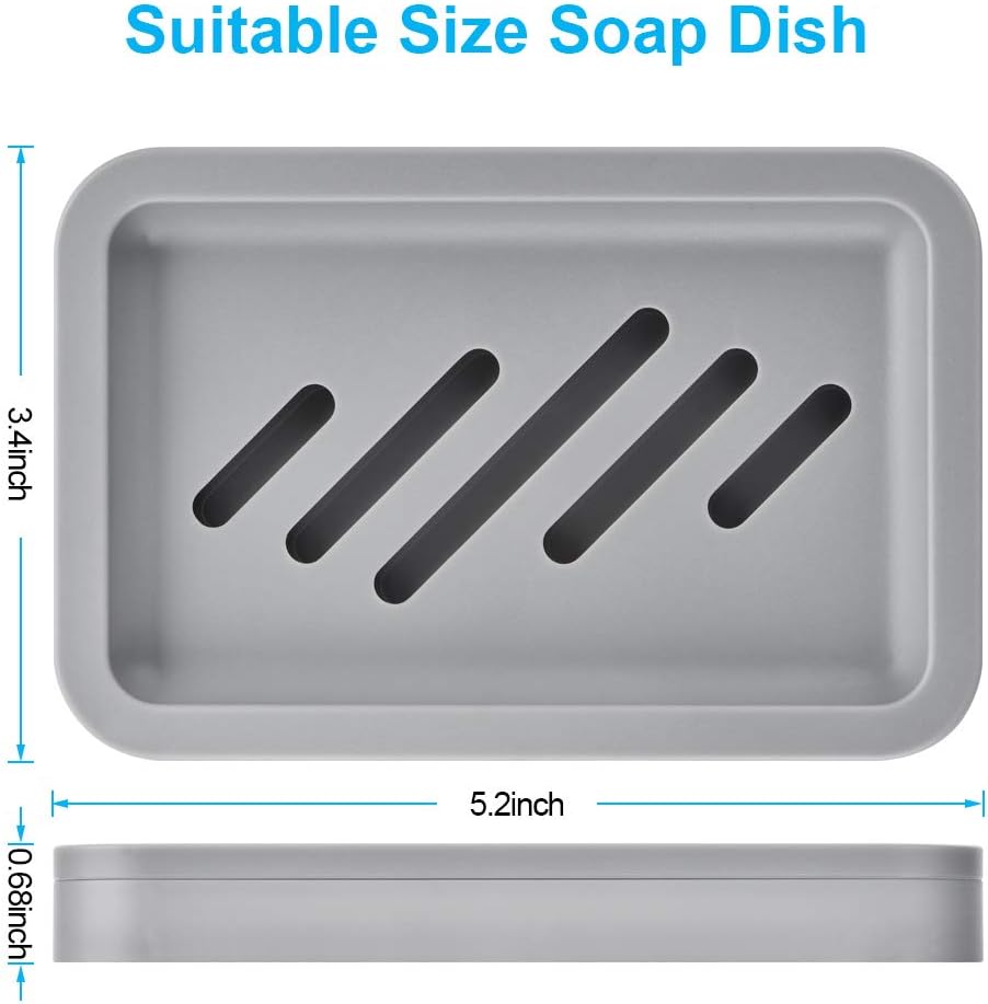 2PCS Draining Soap Dishes, Dishwashing Sponge Soap Holder with Water Tray, Keep The Place Dry, Easy to Clean Soap Cases, Suitable for Kitchen, Bathroom, Container (Gray)