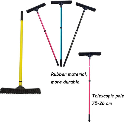 Pet Hair Remover Broom, Multifunctional Magic Broom, Rubber Broom Pet Hair Remover, Heavy Duty Pets Hairs Remove, Pets Hairs Removal Brooms for Carpets/Mats/Couch, Retractable (Black)