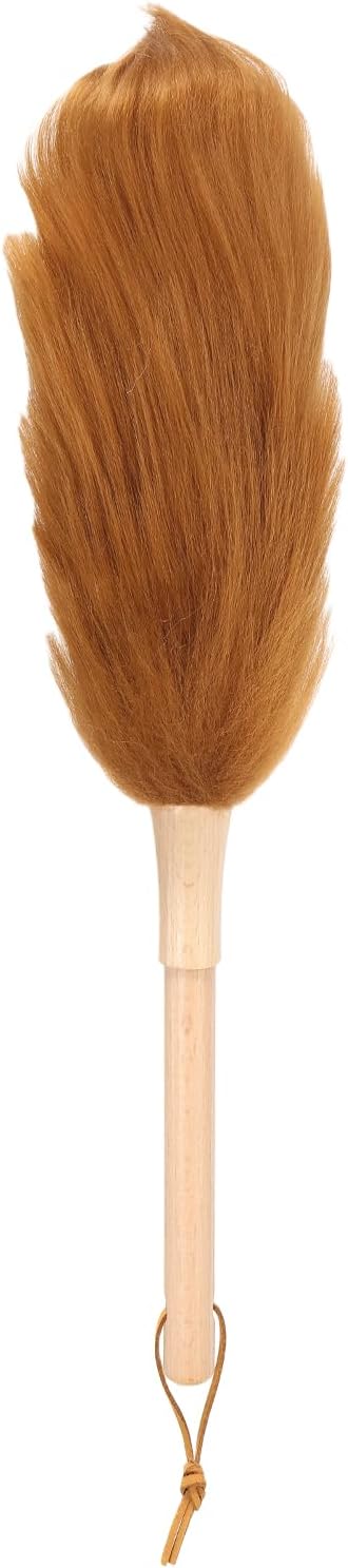 uxcell Wool Duster, 14.2" Natural Feather Cleaner Household Cleaning Duster with Solid Wooden Handle for Cleaning Fans Window Blinds Shelves Furniture, Pink