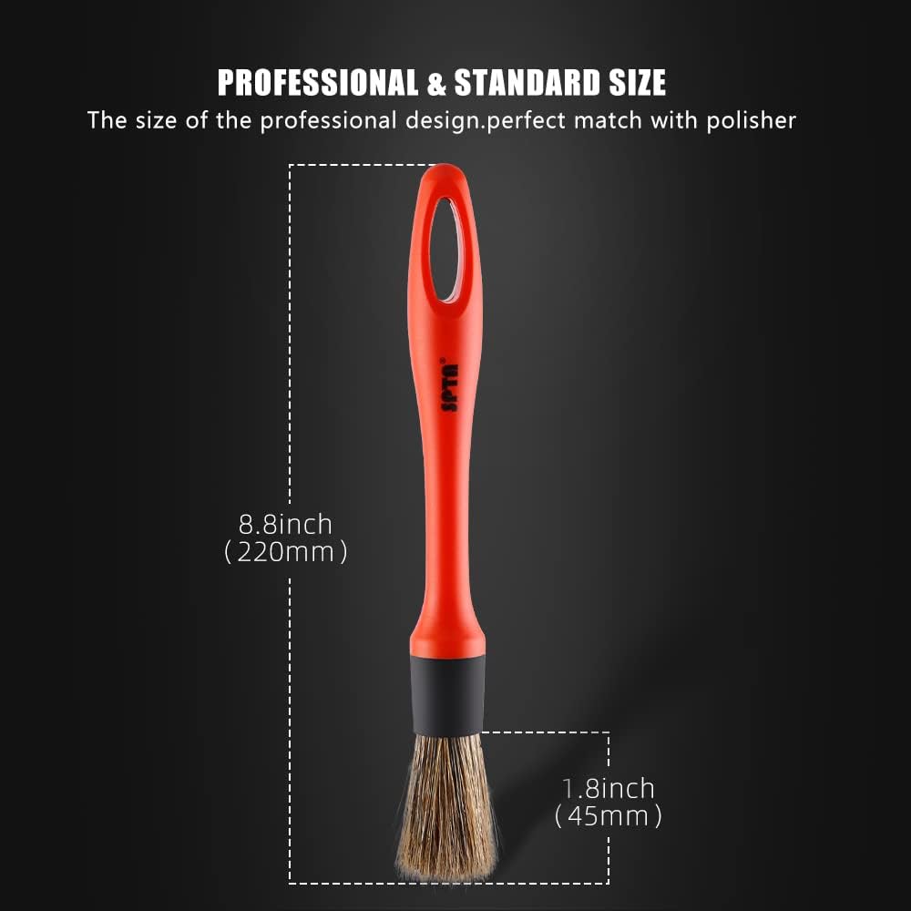 SPTA Car Detailing Brush Set, 5 Pack Soft Mixed Hair Auto Detail Brush Kit No Scratch for Automotive Elegant Surface Interior Exterior Dashboard Emblems Panels Engine Bay Wheels Air Vent Seat Leather