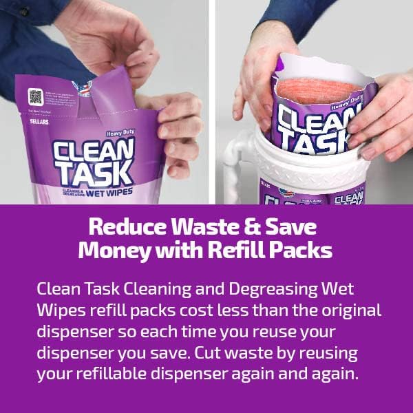 Sellars 90174 Clean Task Cleaning & Degreasing Wet Wipes Refill