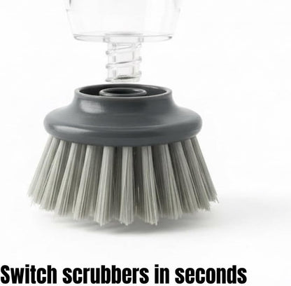 Soap Dispensing Dish Brush with Replaceable Heads – Leak-Proof Kitchen Scrub Brush for Dishes, Sinks & Pots – Ergonomic Non-Slip Handle