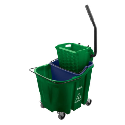 Carlisle FoodService Products Omnifit Mop Bucket with Side Press Wringer and Soiled Water Insert for Floor Cleaning, Kitchens, Restaurants, And Janitorial Use, Polypropylene (Pp), 35 Quarts, Yellow