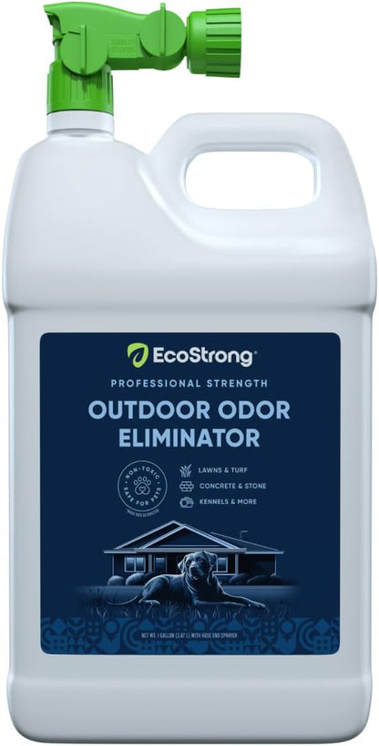 Eco Strong Outdoor Odor Eliminator | Outside Dog Urine Enzyme Cleaner – Powerful Pet, Cat, Animal Scent Deodorizer | Professional Strength for Yard, Turf, Kennels, Patios, Decks (Gallon with Sprayer)