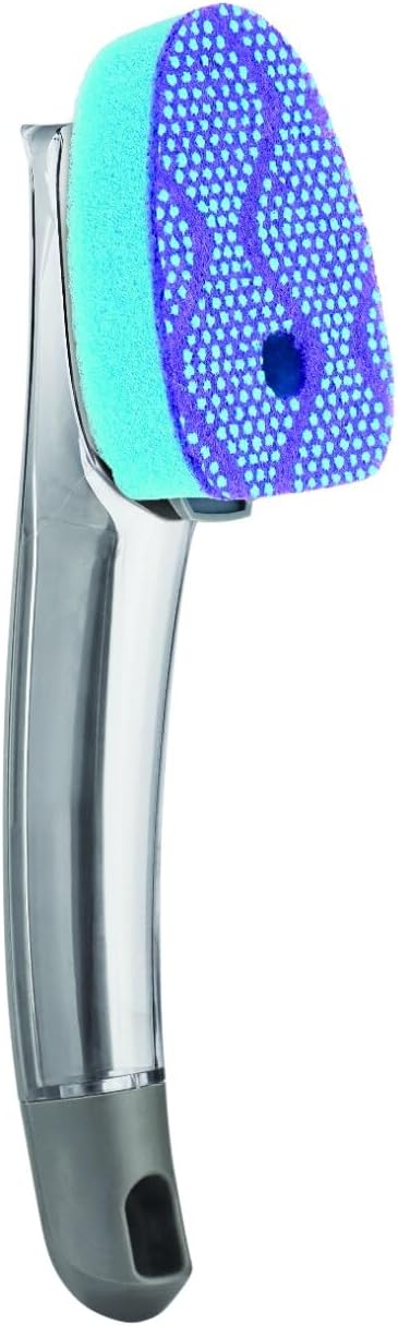 Scotch-Brite Advanced Soap Control Non-Scratch Dishwand Kit, 1 Dish Wand & 5 Sponge Refills, Prevents Soap from Leaking, Leak-Free Guarantee, Best for Nonstick Pots and Pans, Glass, Tubs, & Showers