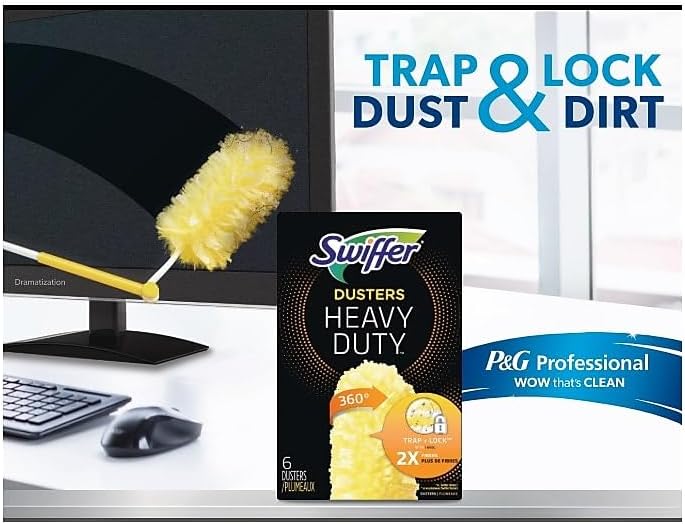 Swiffer Heavy Duty Dusters with Super Extender Handle, 6 Ft Handle, 1 Handle/4 Dusters, 4/Carton