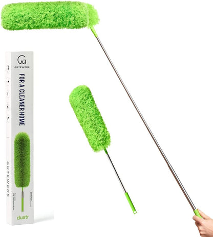 Extendable Feather Duster, Microfiber Duster, Ceiling Fan Duster, Feather Dusters for Cleaning, Dust Cleaner, Cobweb Duster - Electrostatic Bendable Head - up to 55 Inch