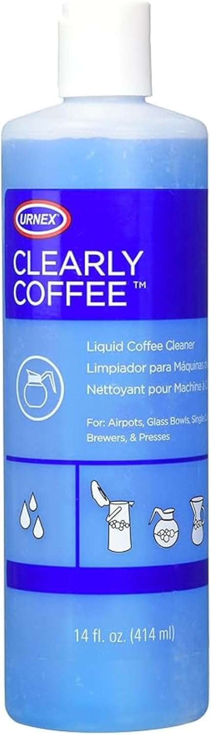 Urnex Clearly Coffee Pot Cleaner - 3 Pack - Made in the USA - French Press Liquid Cleaner for Glass Bowls Airpots Satellite Brewers and Thermal Servers Removes Coffee Oils