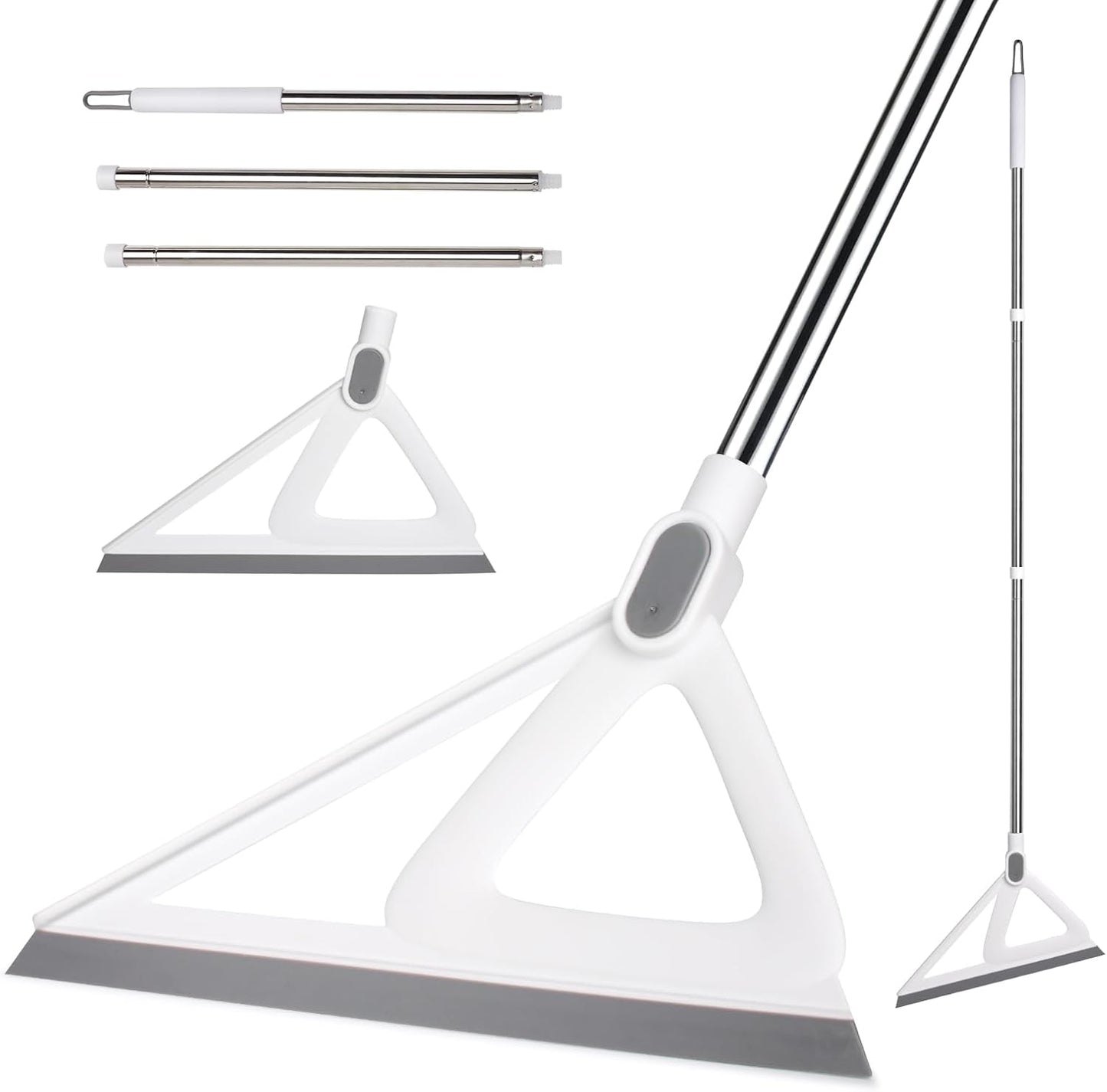 Multifunction Silicone Broom，Squeegee Broom Sweeping Water and Pet Hair，Rubber Broom Sweeper for Floor Bathroom Kitchen Shower，Rugs，Glass Windows（White）
