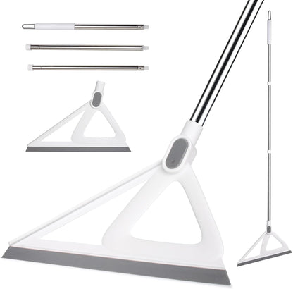Multifunction Silicone Broom，Squeegee Broom Sweeping Water and Pet Hair，Rubber Broom Sweeper for Floor Bathroom Kitchen Shower，Rugs，Glass Windows（White）